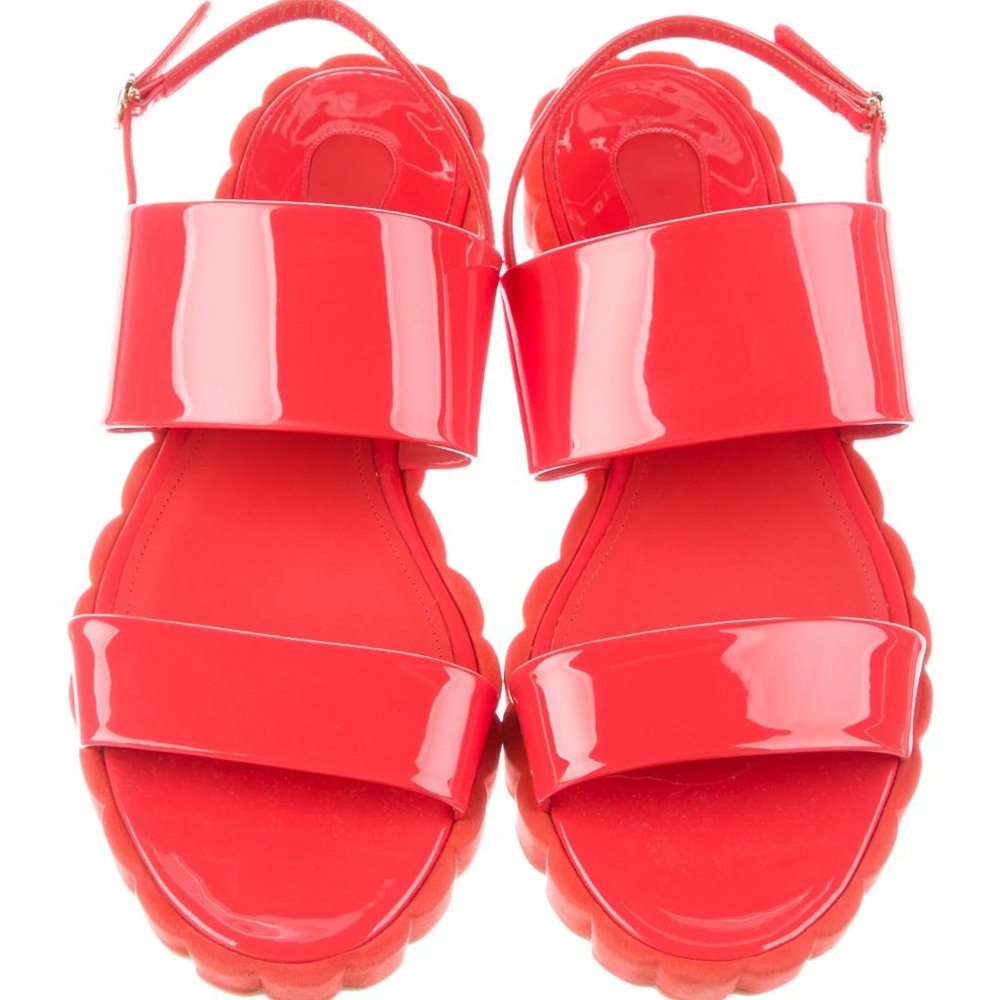 NEW Salvatore Ferragamo Luisa Patent Leather and Rubber Red Sandal SZ 8.5  NWOT